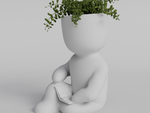 Cute Sitting Character Planter with Book - 3D Printable STL File for Succulents and Small Plants - A 3D 프린트 모델