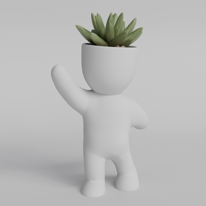 Adorable 3D Printable Planter Figurine STL File - Cute Plant Holder Home Decor Succulent Pot Indo 3D 프린트 모델 .c4d .max .obj .3ds .fbx .stl .blend 