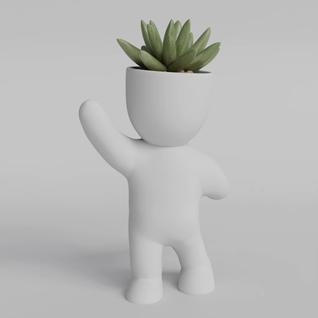 Adorable 3D Printable Planter Figurine STL File - Cute Plant Holder Home Decor Succulent Pot Indo 3D Print Model .c4d .max .obj .3ds .fbx .stl .blend 