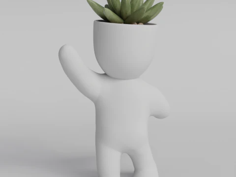 Adorable 3D Printable Planter Figurine STL File - Cute Plant Holder Home Decor Succulent Pot Indo 3D Print Model