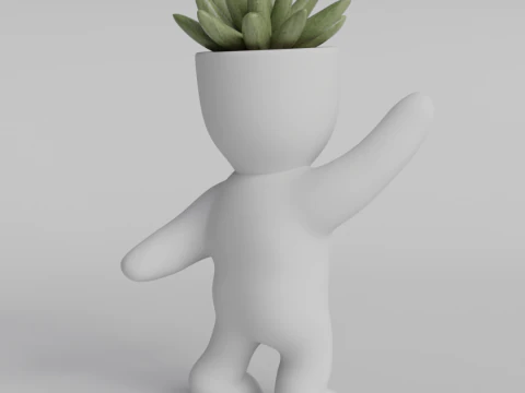 Adorable 3D Printable Planter Figurine STL File - Cute Plant Holder Home Decor Succulent Pot Indo 3D Print Model