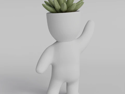 Adorable 3D Printable Planter Figurine STL File - Cute Plant Holder Home Decor Succulent Pot Indo 3D Print Model