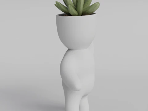 Adorable 3D Printable Planter Figurine STL File - Cute Plant Holder Home Decor Succulent Pot Indo 3D Print Model