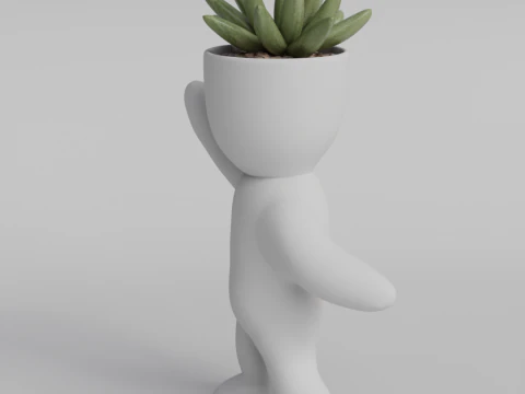Adorable 3D Printable Planter Figurine STL File - Cute Plant Holder Home Decor Succulent Pot Indo 3D Print Model