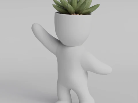 Adorable 3D Printable Planter Figurine STL File - Cute Plant Holder Home Decor Succulent Pot Indo 3D Print Model