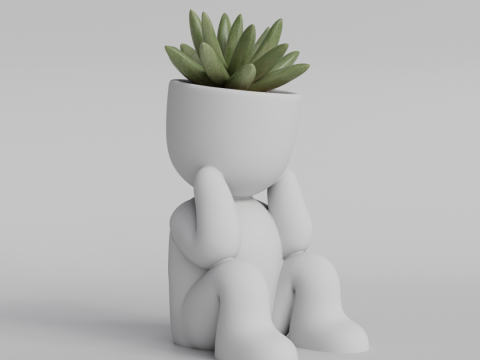 Adorable Sitting Human Planter STL File - Cute 3D Printable Succulent Pot - Sitting Figure Planter f Modelo de impresión 3D