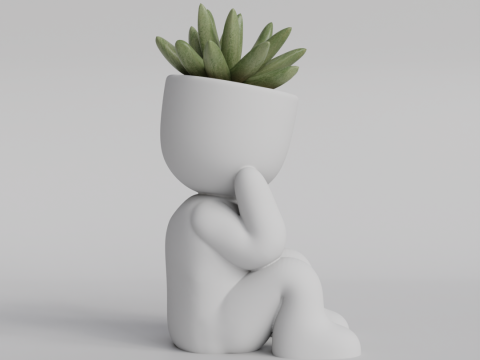 Adorable Sitting Human Planter STL File - Cute 3D Printable Succulent Pot - Sitting Figure Planter f 3D 프린트 모델