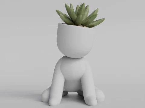 Adorable 3D Printed Planter - Kneeling Figure Pot for Succulents - Cute Home Decor Planter - Digital 3D Print Model