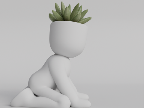Adorable 3D Printed Planter - Kneeling Figure Pot for Succulents - Cute Home Decor Planter - Digital 3D प्रिंट मॉडल