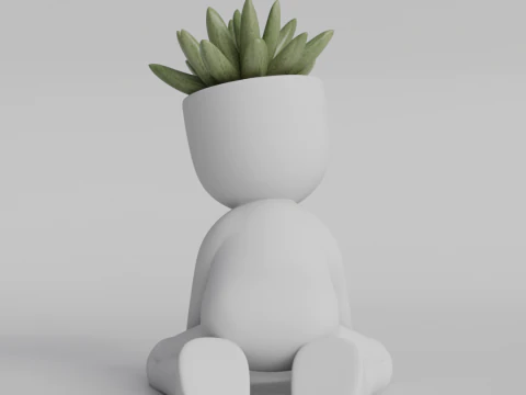 Adorable 3D Printed Planter - Kneeling Figure Pot for Succulents - Cute Home Decor Planter - Digital 3D Print Model