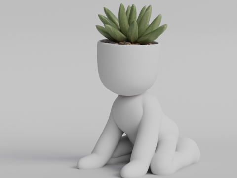 Adorable 3D Printed Planter - Kneeling Figure Pot for Succulents - Cute Home Decor Planter - Digital 3D प्रिंट मॉडल