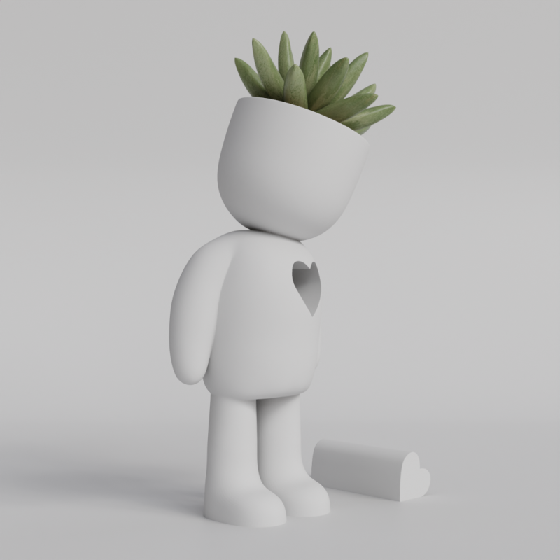 Heartfelt Character Planter - Unique 3D Printable STL File for Succulent Pot Decor Cute Minimalist 3D 프린트 모델 .c4d .max .obj .3ds .fbx .stl .blend 