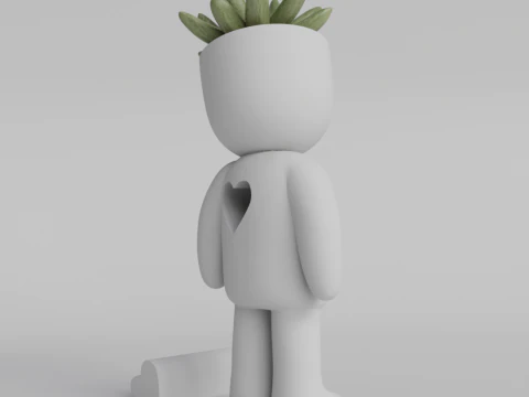 Heartfelt Character Planter - Unique 3D Printable STL File for Succulent Pot Decor Cute Minimalist 3D Print Model