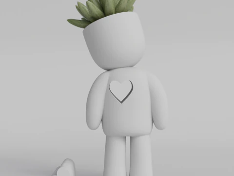 Heartfelt Character Planter - Unique 3D Printable STL File for Succulent Pot Decor Cute Minimalist 3D Print Model