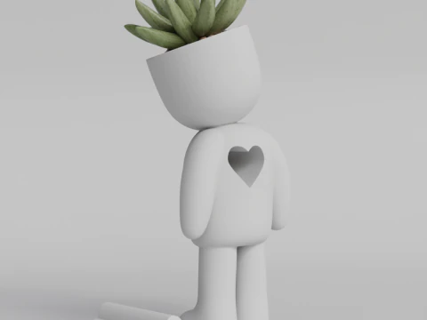 Heartfelt Character Planter - Unique 3D Printable STL File for Succulent Pot Decor Cute Minimalist 3D Print Model