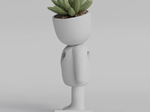 Heartfelt Character Planter - Unique 3D Printable STL File for Succulent Pot Decor Cute Minimalist 3D Print Model