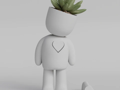 Heartfelt Character Planter - Unique 3D Printable STL File for Succulent Pot Decor Cute Minimalist 3D Print Model