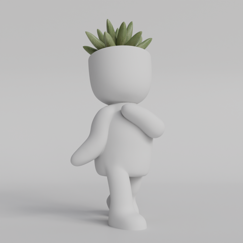 Adorable Walking Plant Pot Character STL File for 3D Printing - Cute Succulent Planter Desktop Deco 3D Print Model .c4d .max .obj .3ds .fbx .stl .blend 