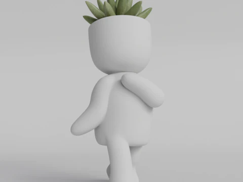 Adorable Walking Plant Pot Character STL File for 3D Printing - Cute Succulent Planter Desktop Deco 3D Print Model