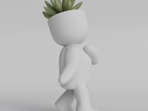 Adorable Walking Plant Pot Character STL File for 3D Printing - Cute Succulent Planter Desktop Deco 3D Print Model