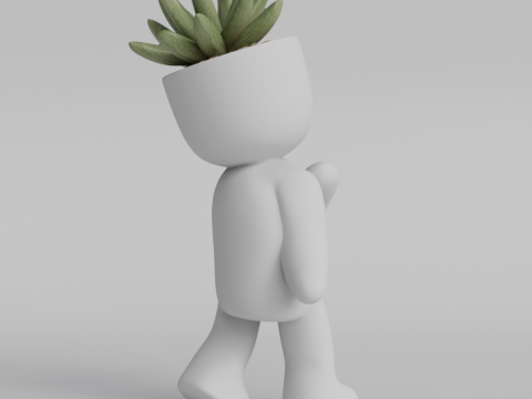 Adorable Walking Plant Pot Character STL File for 3D Printing - Cute Succulent Planter Desktop Deco 3D Print Model