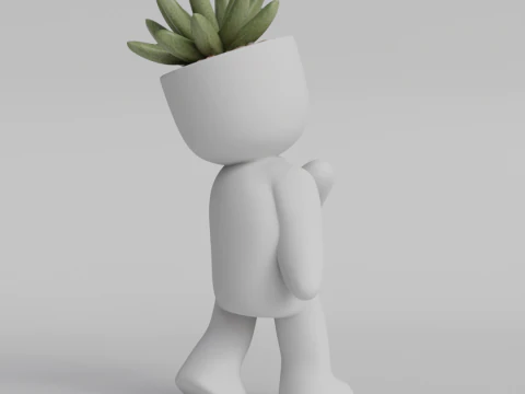 Adorable Walking Plant Pot Character STL File for 3D Printing - Cute Succulent Planter Desktop Deco 3D Print Model