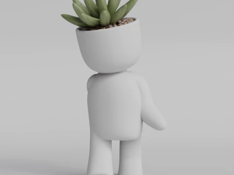 Adorable Walking Plant Pot Character STL File for 3D Printing - Cute Succulent Planter Desktop Deco 3D Print Model