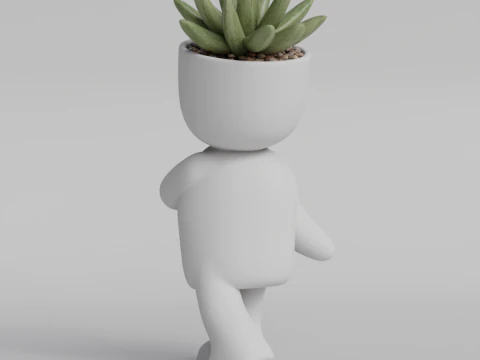 Adorable Walking Plant Pot Character STL File for 3D Printing - Cute Succulent Planter Desktop Deco 3D Print Model
