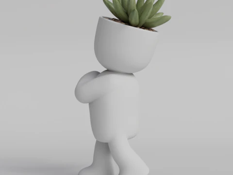 Adorable Walking Plant Pot Character STL File for 3D Printing - Cute Succulent Planter Desktop Deco 3D Print Model