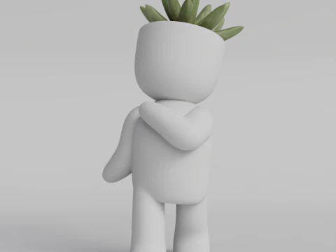 Adorable Walking Plant Pot Character STL File for 3D Printing - Cute Succulent Planter Desktop Deco 3D Print Model