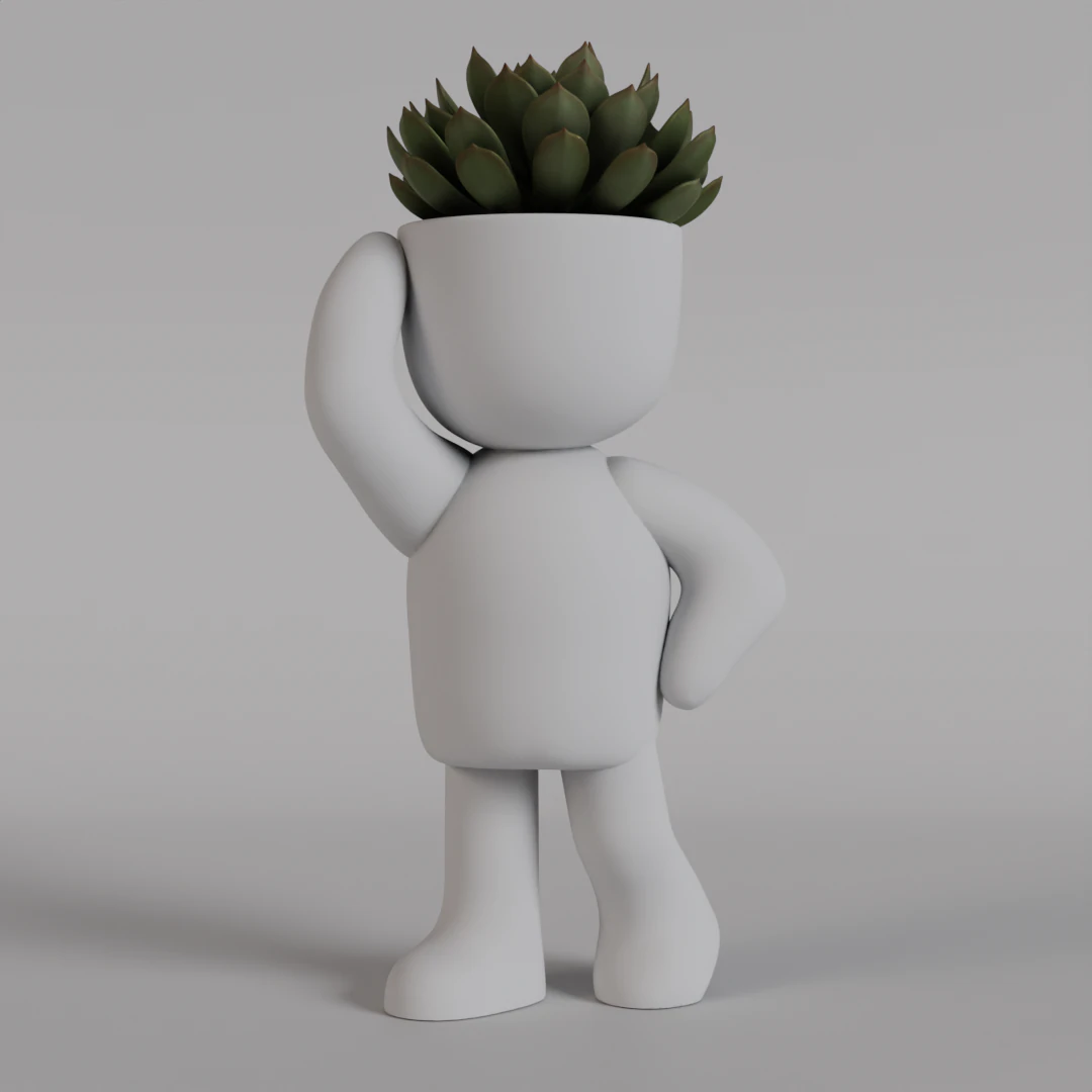 Charming 3D Printable Succulent Planter Figure - Adorable Digital STL File for Home Decor - Unique P 3D Print Model .c4d .max .obj .3ds .fbx .stl .blend 