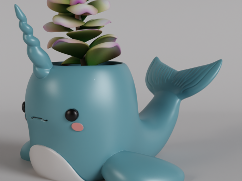 Enchanting Narwhal Planter Digital STL File - 3D Printable Resin Planter for Succulents and Small Pl 3D-Druckmodell