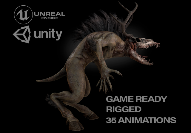 wendigo creature 3D 모델 .c4d .max .obj .3ds .fbx .stl .blend 
