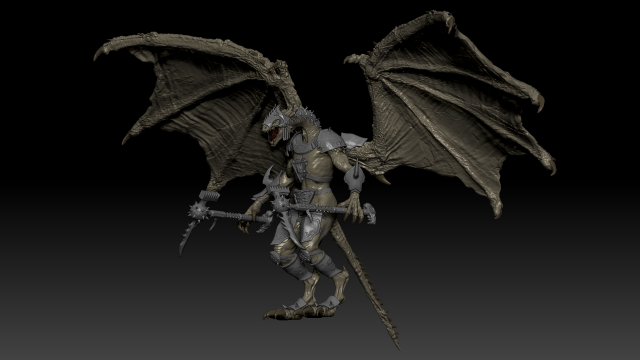 Dragon Warrior High Quality Sculpt 3D Model .c4d .max .obj .3ds .fbx .stl .blend