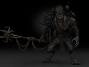 Gnoll Warrior Rigged Low Poly 3D Model