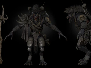 Gnoll Warrior Rigged Low Poly 3D Model
