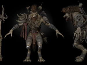 Gnoll Warrior Rigged Low Poly 3Dモデル
