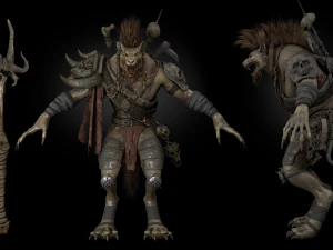 Gnoll Warrior Rigged Low Poly 3D Model
