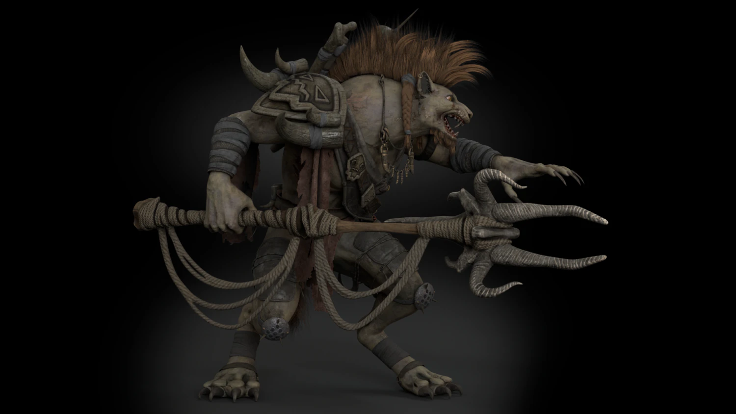 Gnoll Warrior Rigged Low Poly 3D Model .c4d .max .obj .3ds .fbx .stl .blend 