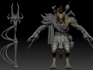 Gnoll Warrior Rigged Low Poly 3D Model