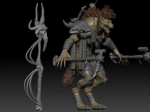 Высокополигональная скульптура воина гнолла 3D Модель