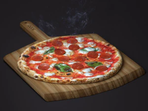 Italian Pizza on Wooden Board 3D Model