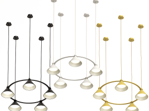 Zero Lumo 5 Light Circle Pendant with neutral colors Modèle 3D