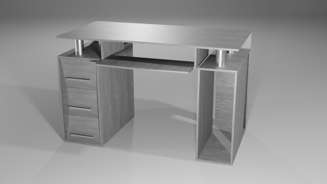 computer wooden table Model 3D .c4d .max .obj .3ds .fbx .stl .blend 