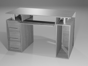 computer wooden table 3D 模型