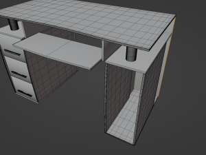 computer wooden table Model 3D