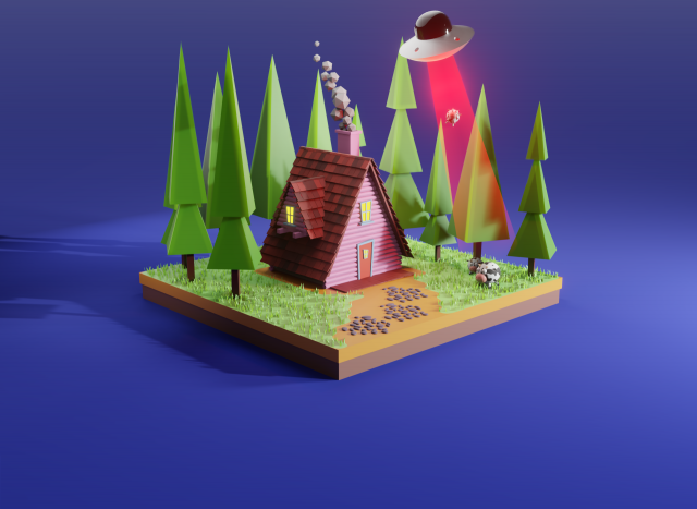 hut house 3D 模型 .c4d .max .obj .3ds .fbx .stl .blend 