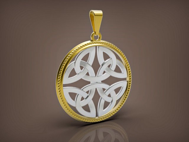 the pendant with a celtic ornament 002 3D 프린트 모델 .c4d .max .obj .3ds .fbx .stl .blend