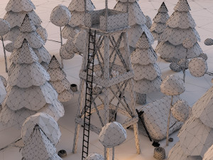 low poly forest campfire Modèle 3D