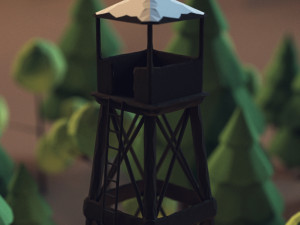 low poly forest campfire Modèle 3D